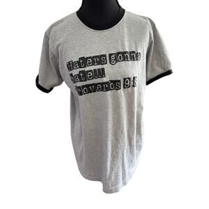 Haters Gonna Hate Proverbs 9:8 Graphic Ringer Style  Tee Sz Med